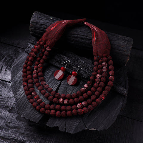 Handmade Fabart Beads Necklace & Earrings Set 16