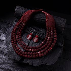 Handmade Fabart Beads Necklace & Earrings Set 16