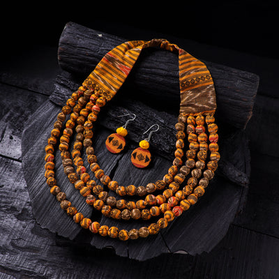 Handmade Fabart Beads Necklace & Earrings Set 17