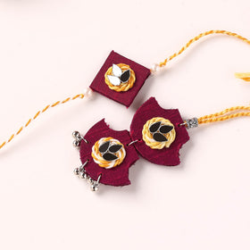 Handmade Thread & Mirror Work Fabart Rakhi with Lumba Set 14