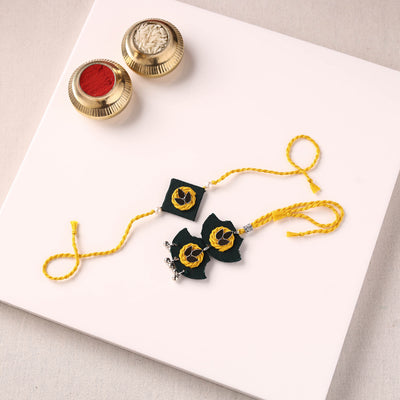 Handmade Thread & Mirror Work Fabart Rakhi with Lumba Set 15