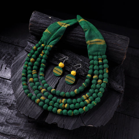 Handmade Fabart Beads Necklace & Earrings Set 18