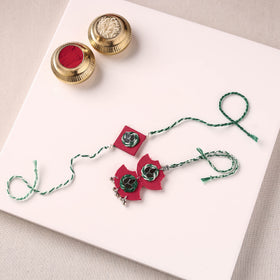 Handmade Thread & Mirror Work Fabart Rakhi with Lumba Set 16
