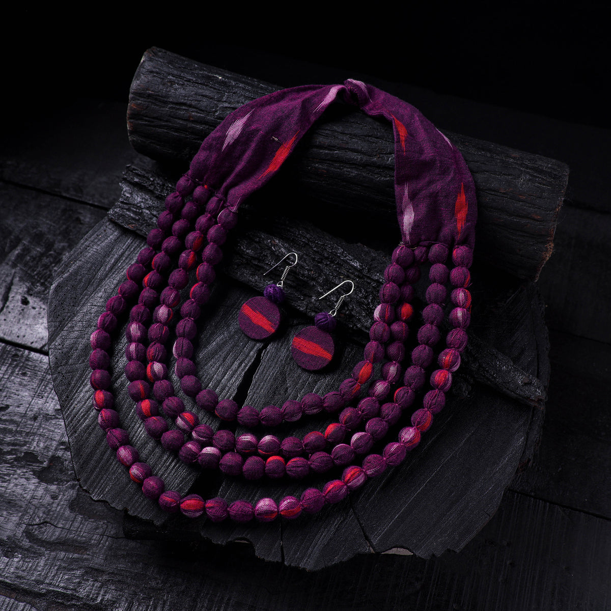Handmade Fabart Beads Necklace & Earrings Set 19