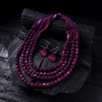 Handmade Fabart Beads Necklace & Earrings Set 19