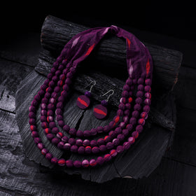 Handmade Fabart Beads Necklace & Earrings Set 19