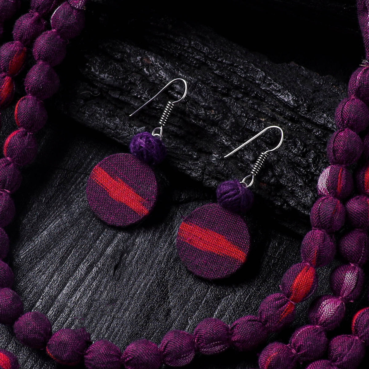 Handmade Fabart Beads Necklace & Earrings Set 19