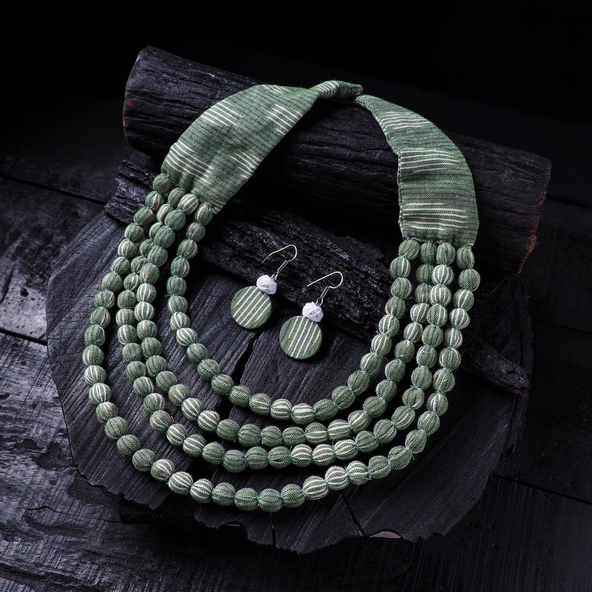 Handmade Fabart Beads Necklace & Earrings Set 20