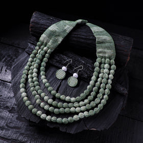 Handmade Fabart Beads Necklace & Earrings Set 20
