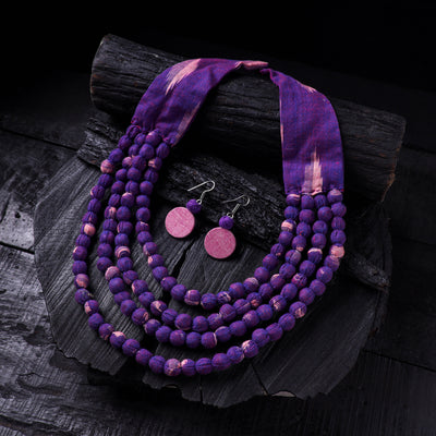 Handmade Fabart Beads Necklace & Earrings Set 21