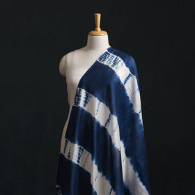 Blue - Shibori Tie-Dye Chanderi Silk Handloom Fabric 01