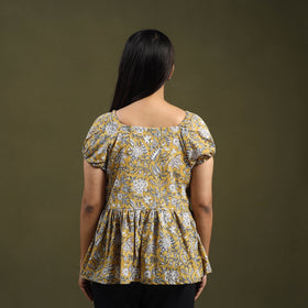  Yellow Sanganeri Block Print Cotton Top