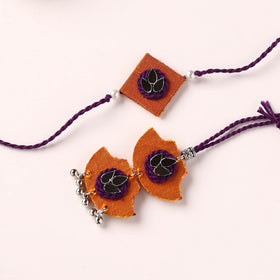 Handmade Thread & Mirror Work Fabart Rakhi with Lumba Set 21