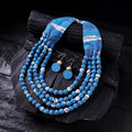 Blue - handmade fabart beads necklace & earrings set 22