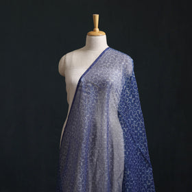 Blue - Bagru Indigo Hand Block Print Kota Doria Natural Dyed Cotton Fabric 04