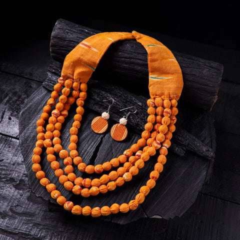 Handmade Fabart Beads Necklace & Earrings Set 23
