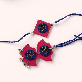 Handmade Thread & Mirror Work Fabart Rakhi with Lumba Set 23