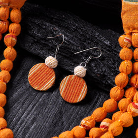 Orange - handmade fabart beads necklace & earrings set 23