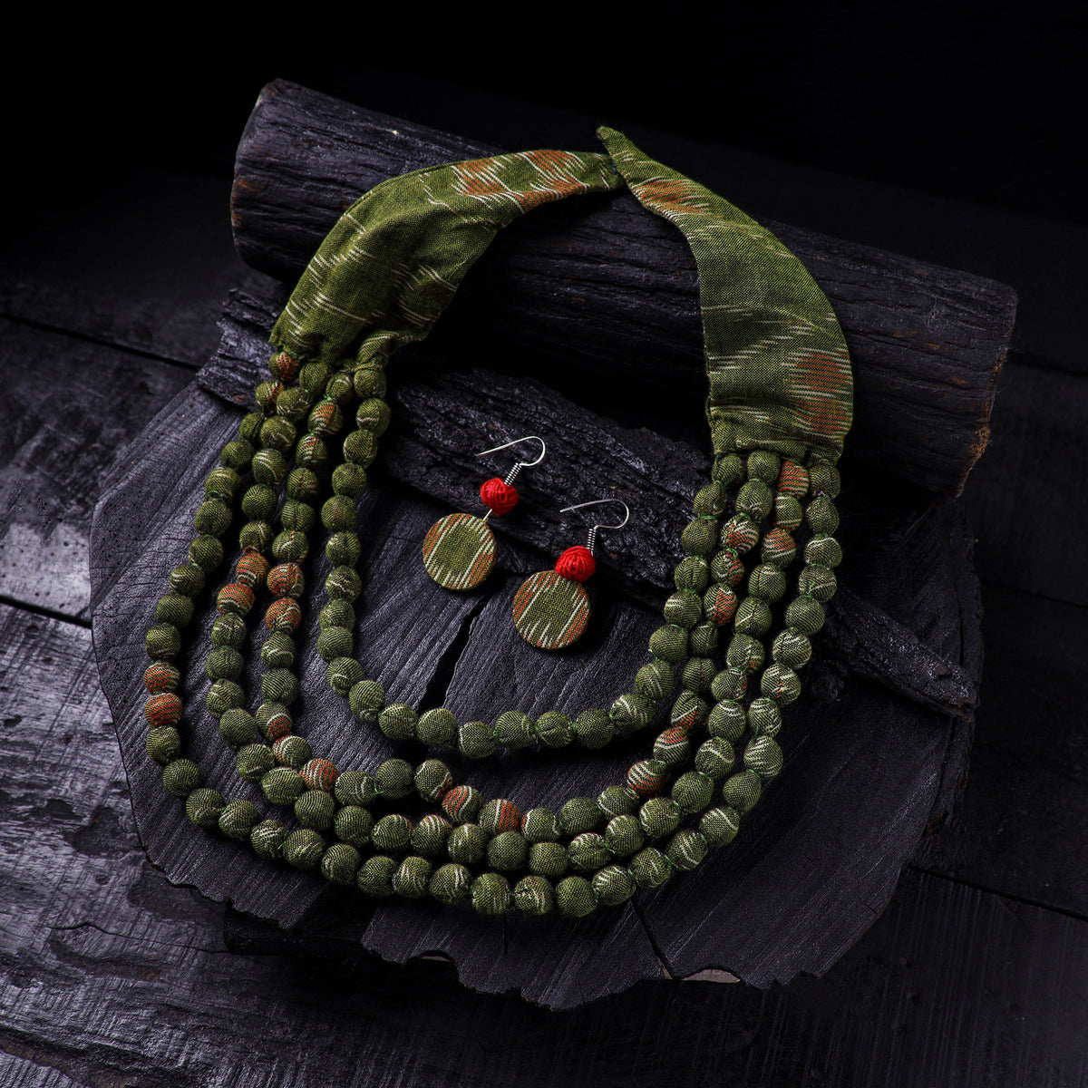 Handmade Fabart Beads Necklace & Earrings Set 24