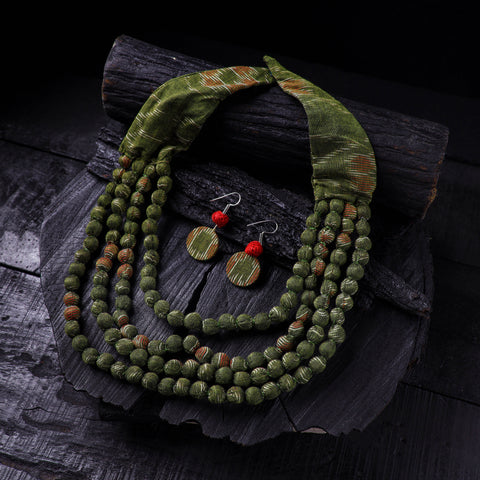 Handmade Fabart Beads Necklace & Earrings Set 24