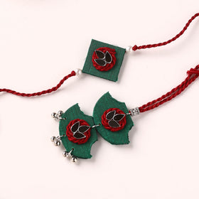 Handmade Thread & Mirror Work Fabart Rakhi with Lumba Set 24