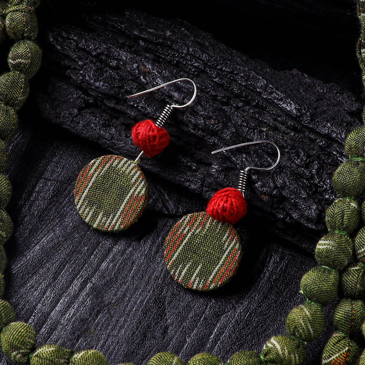 Handmade Fabart Beads Necklace & Earrings Set 24