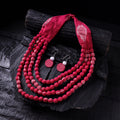 Handmade Fabart Beads Necklace & Earrings Set 25
