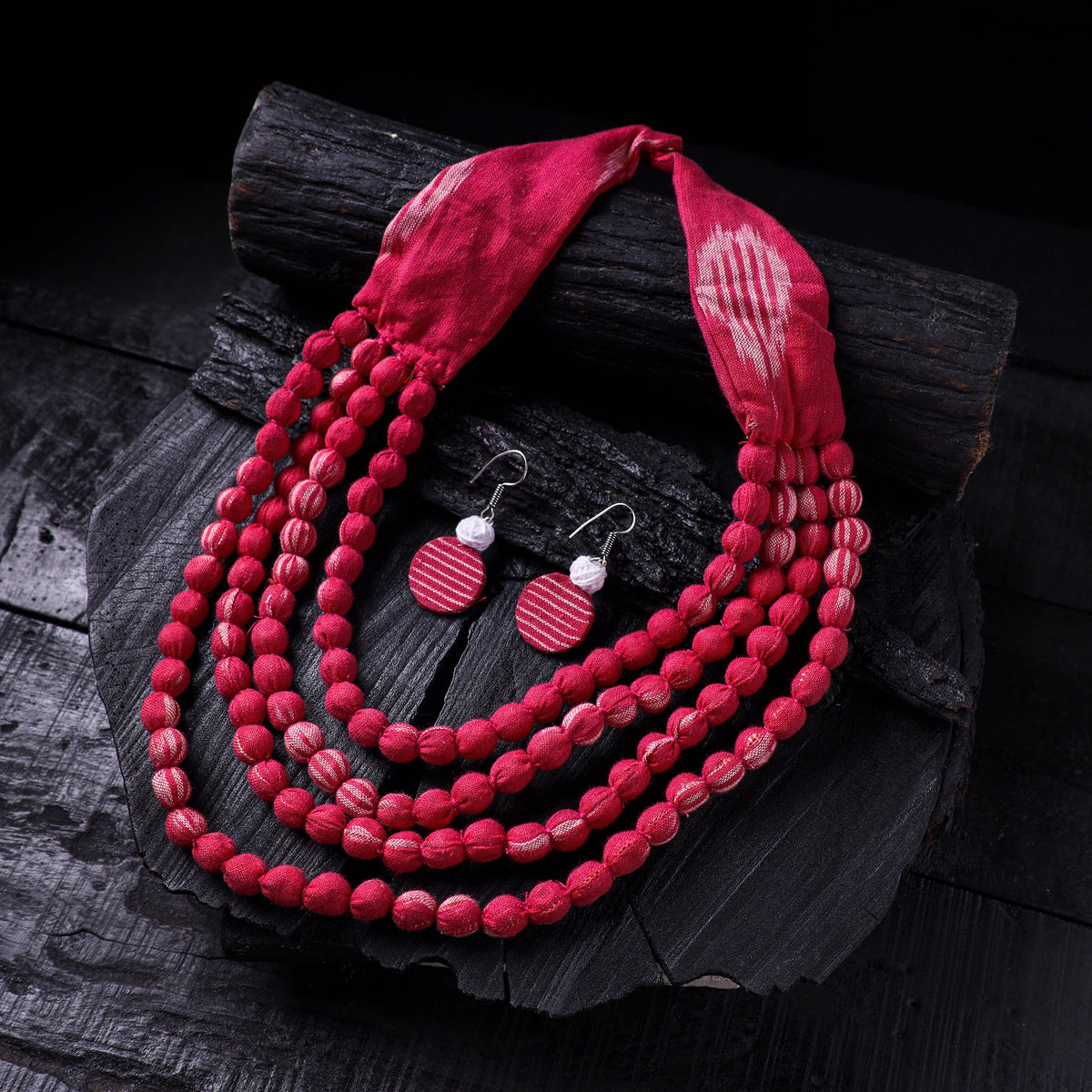 Handmade Fabart Beads Necklace & Earrings Set 25