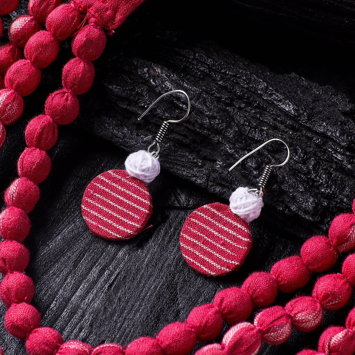 Handmade Fabart Beads Necklace & Earrings Set 25