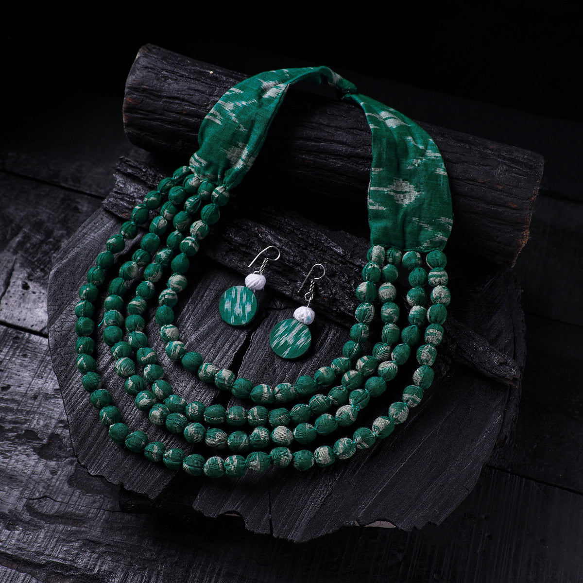 Handmade Fabart Beads Necklace & Earrings Set 26