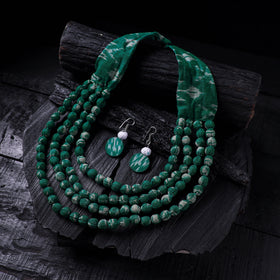 Handmade Fabart Beads Necklace & Earrings Set 26