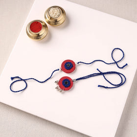 Handmade Thread & Mirror Work Fabart Rakhi with Lumba Set 27