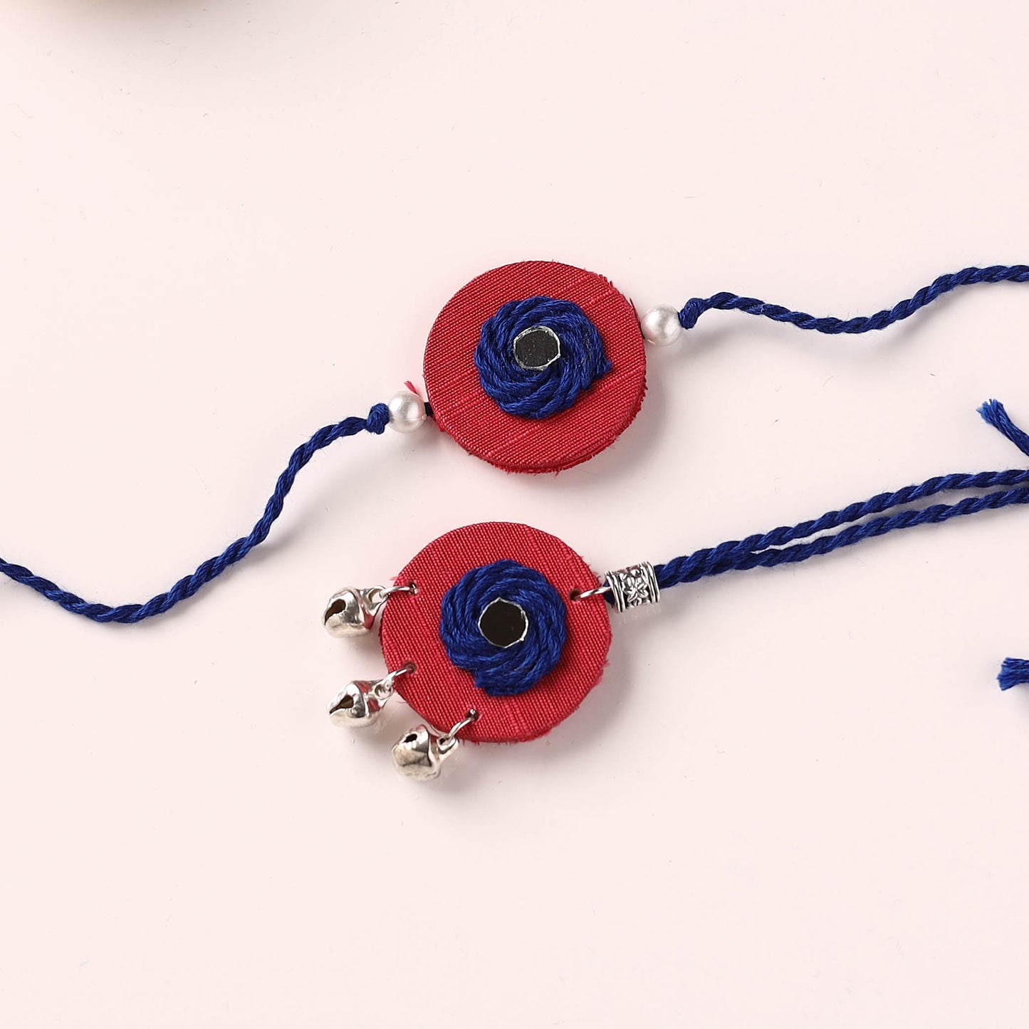 Handmade Thread & Mirror Work Fabart Rakhi with Lumba Set 27