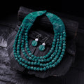 Handmade Fabart Beads Necklace & Earrings Set 27