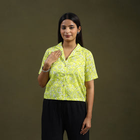 Buy Lime Green Sanganeri Block Print Cotton Crop Top