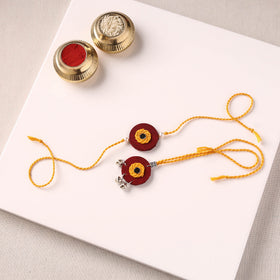 Handmade Thread & Mirror Work Fabart Rakhi with Lumba Set 29