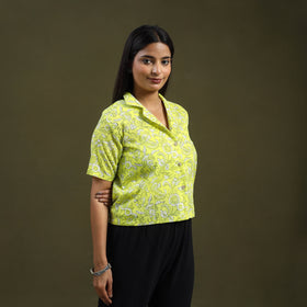 Buy Lime Green Sanganeri Block Print Cotton Crop Top
