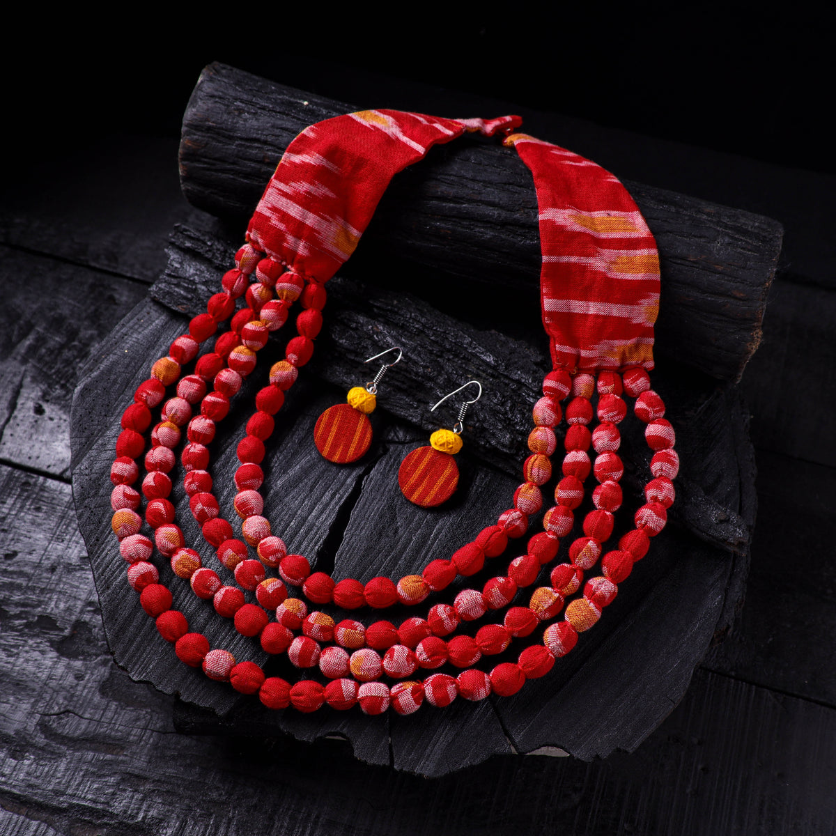 Handmade Fabart Beads Necklace & Earrings Set 28
