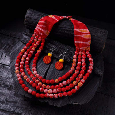 Handmade Fabart Beads Necklace & Earrings Set 28