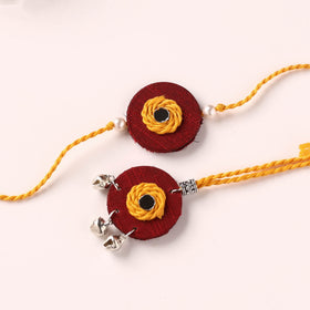 Handmade Thread & Mirror Work Fabart Rakhi with Lumba Set 29