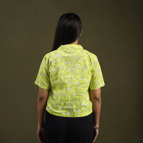 Buy Lime Green Sanganeri Block Print Cotton Crop Top