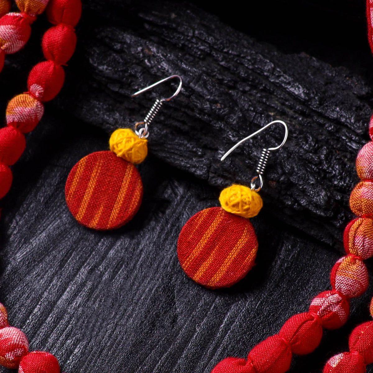 Handmade Fabart Beads Necklace & Earrings Set 28