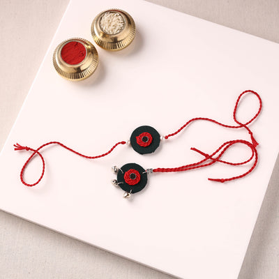 Handmade Thread & Mirror Work Fabart Rakhi with Lumba Set 30