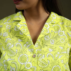 Buy Lime Green Sanganeri Block Print Cotton Crop Top