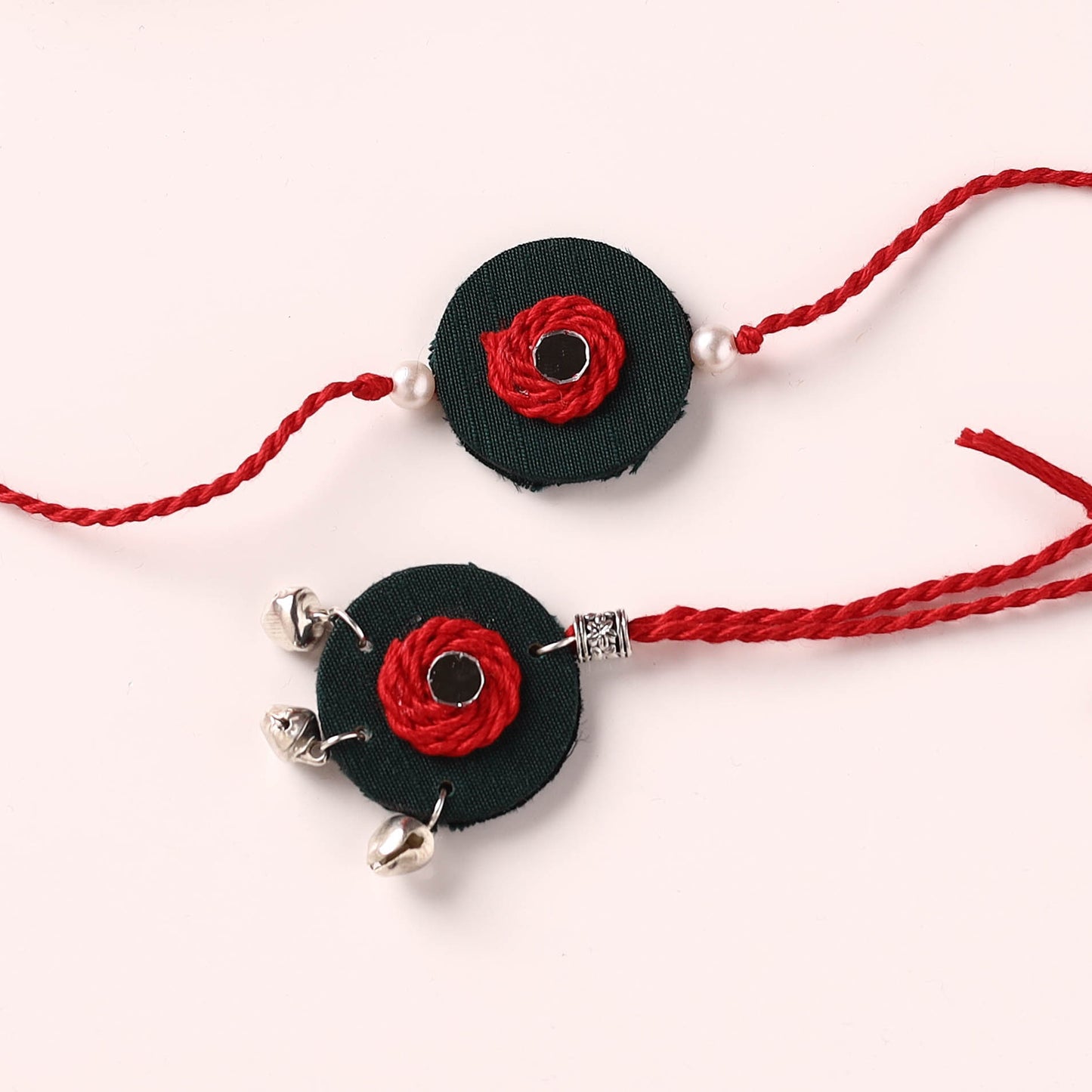 Handmade Thread & Mirror Work Fabart Rakhi with Lumba Set 30