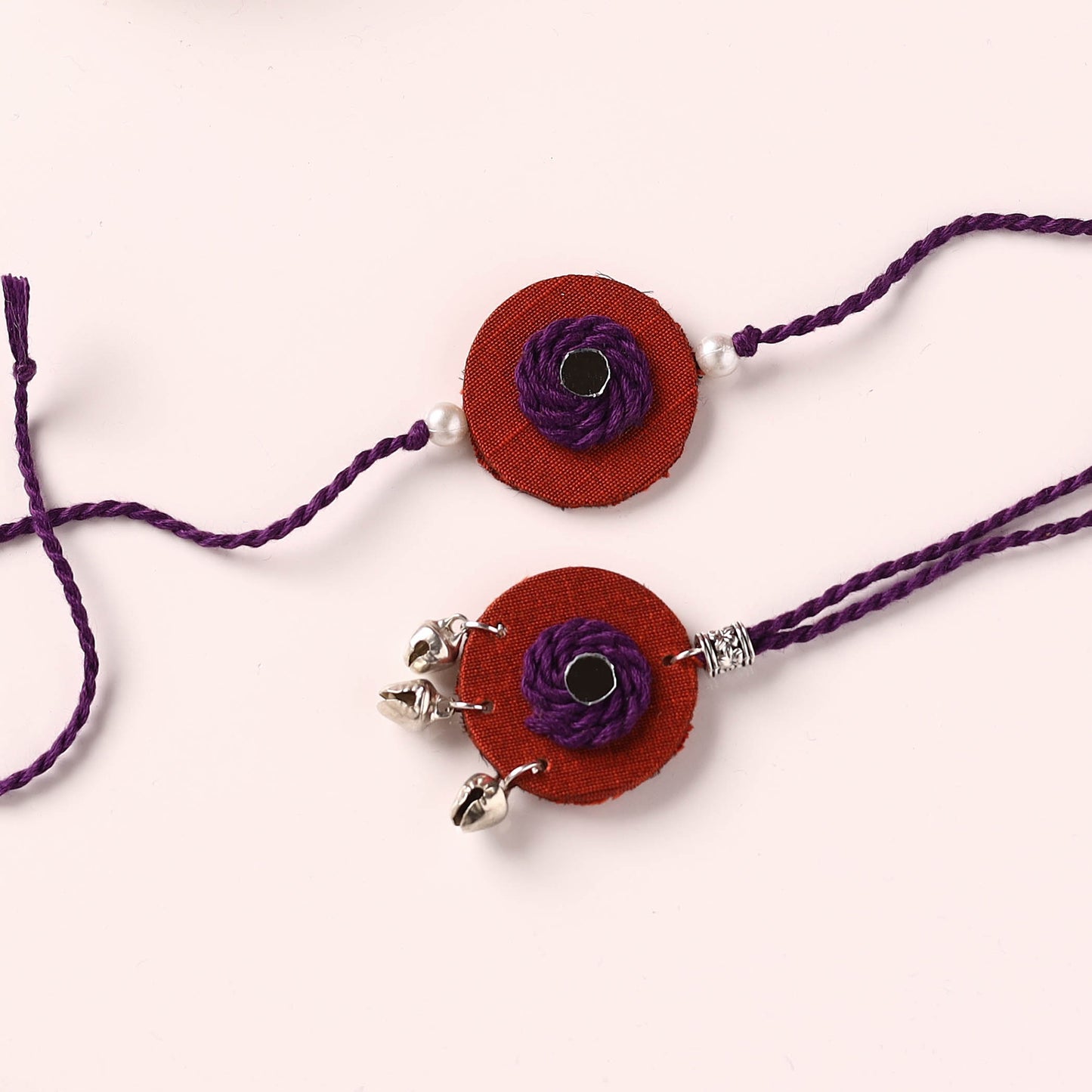 Handmade Thread & Mirror Work Fabart Rakhi with Lumba Set 31