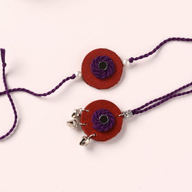 Handmade Thread & Mirror Work Fabart Rakhi with Lumba Set 31