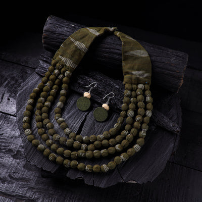 Handmade Fabart Beads Necklace & Earrings Set 30