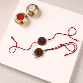 Handmade Thread & Mirror Work Fabart Rakhi with Lumba Set 32