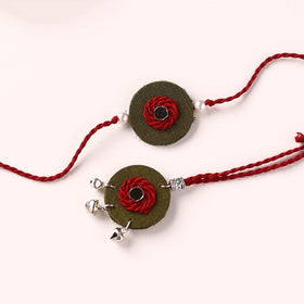 Handmade Thread & Mirror Work Fabart Rakhi with Lumba Set 32